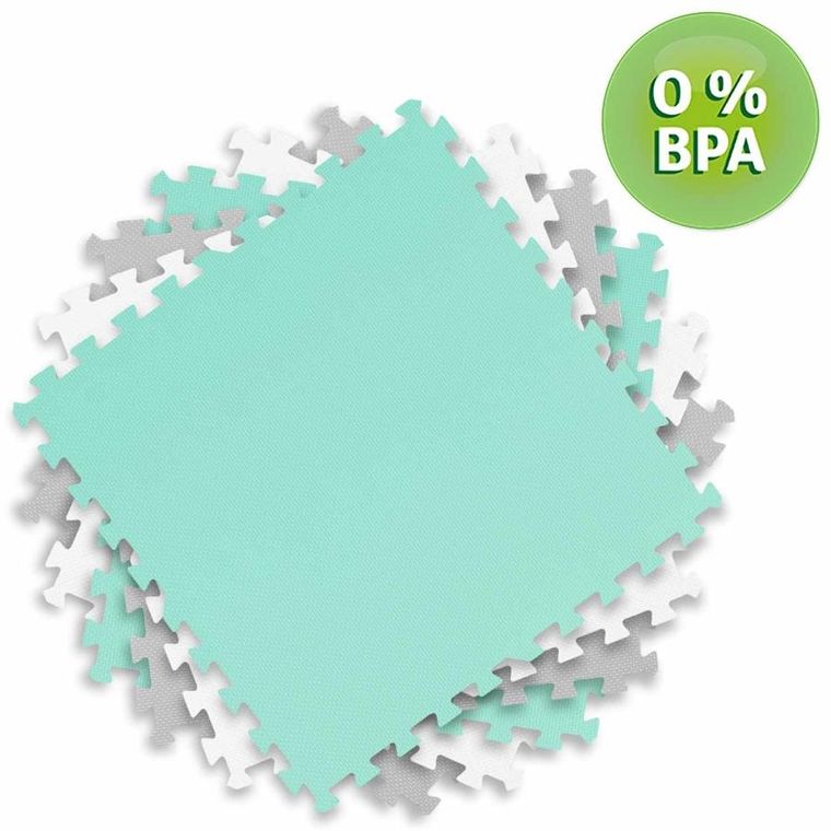 Ricokids, mata piankowa, szaro-turkusowa, 180-180 cm, 9 szt.