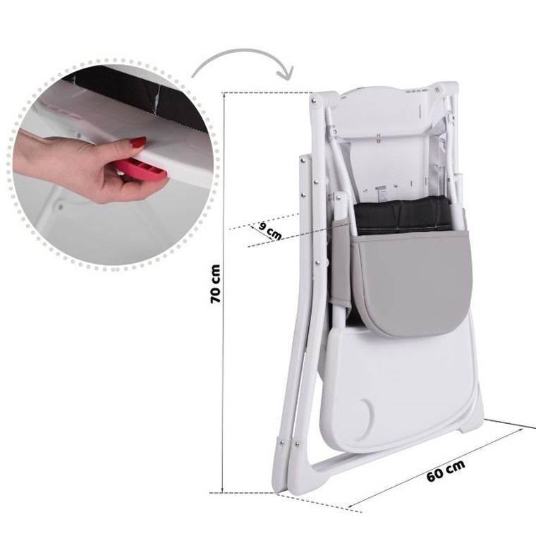 Ricokids, Nuco, krzesełko do karmienia, szare