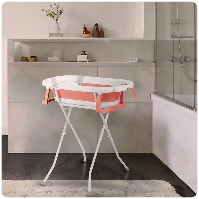 Ricokids, RK-287, wanienka składana ze stelażem, termometrem i wkładką, biało-różowa