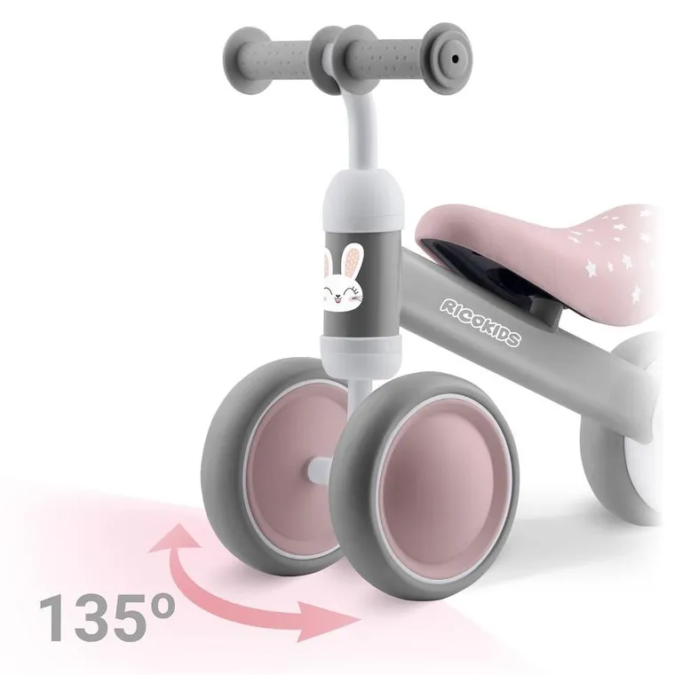 Ricokids, rowerek biegowy dla dzieci, trójkołowy, szary