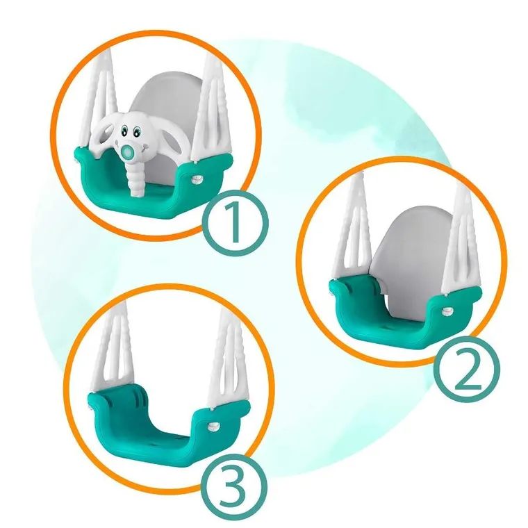 Ricokids, Słonik, huśtawka kubełkowa 3w1, turkusowa