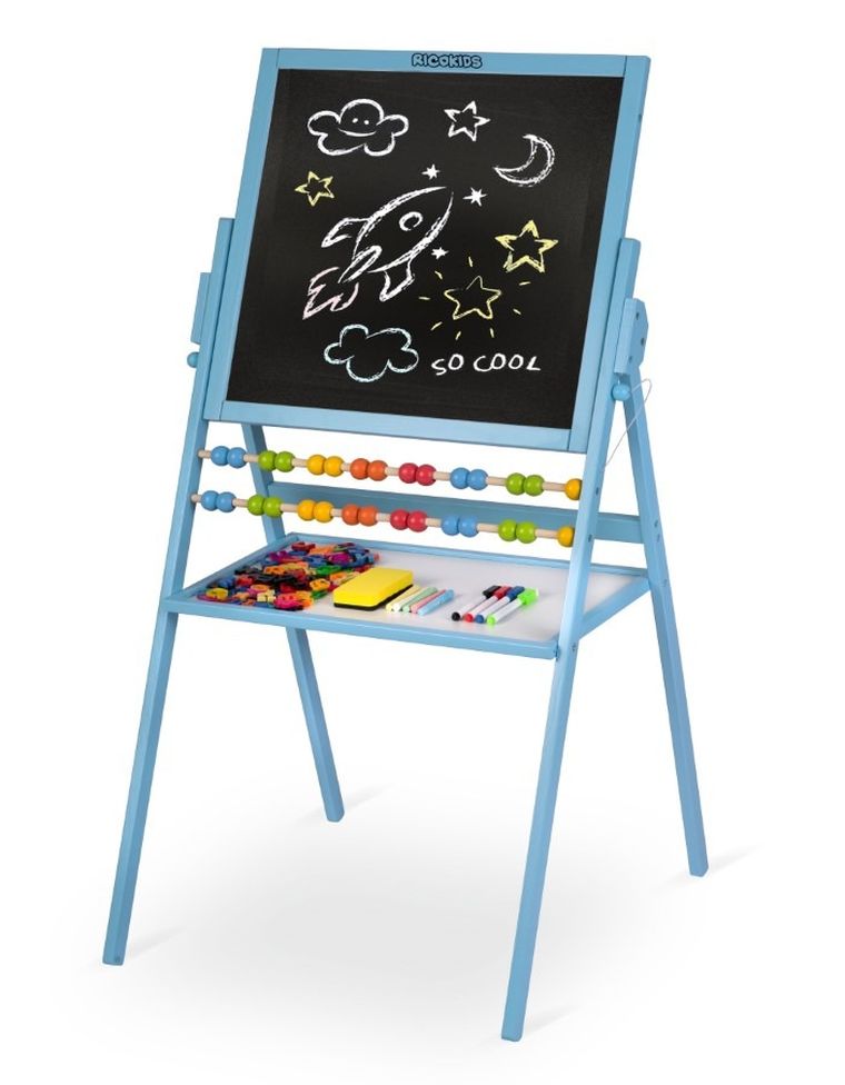 Ricokids, tablica magnetyczna, drewniana, 101-57-55 cm, niebieska