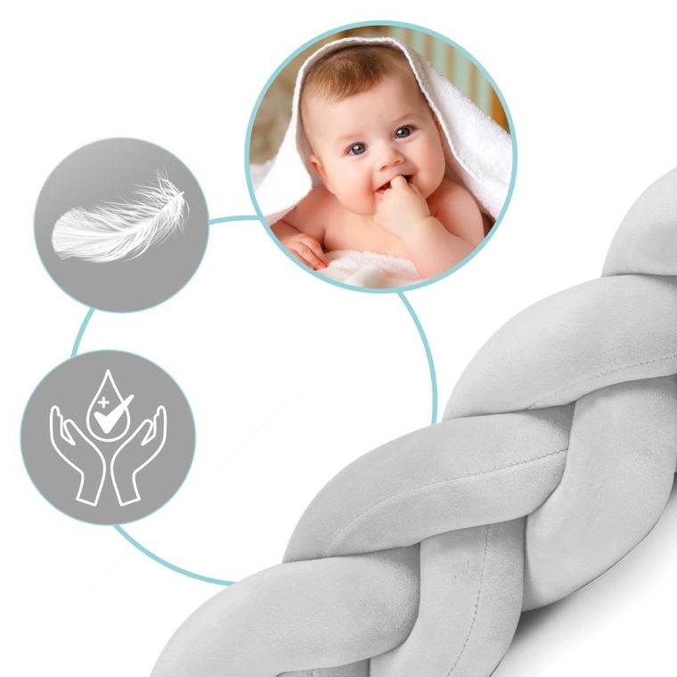 Ricokids, warkocz, ochraniacz do łóżeczka, szary