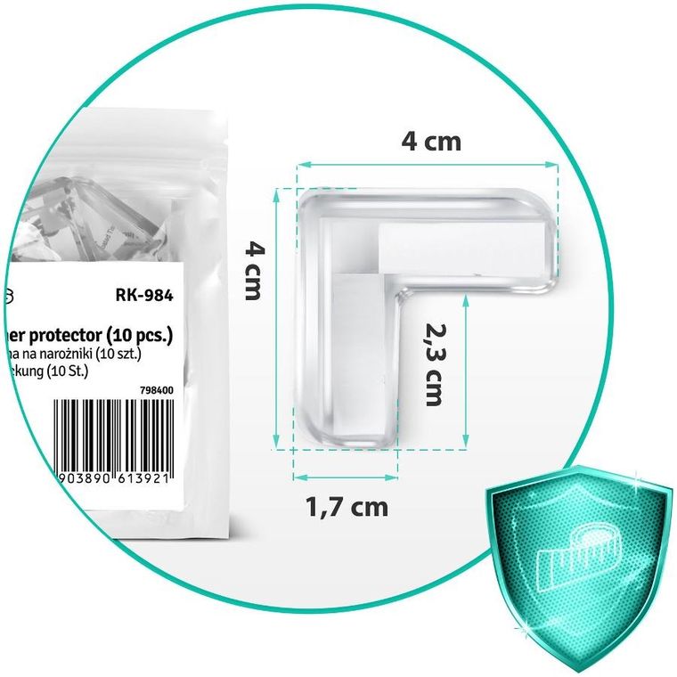 Ricokids, zabezpieczenie na narożniki, przeźroczyste, 10 szt.