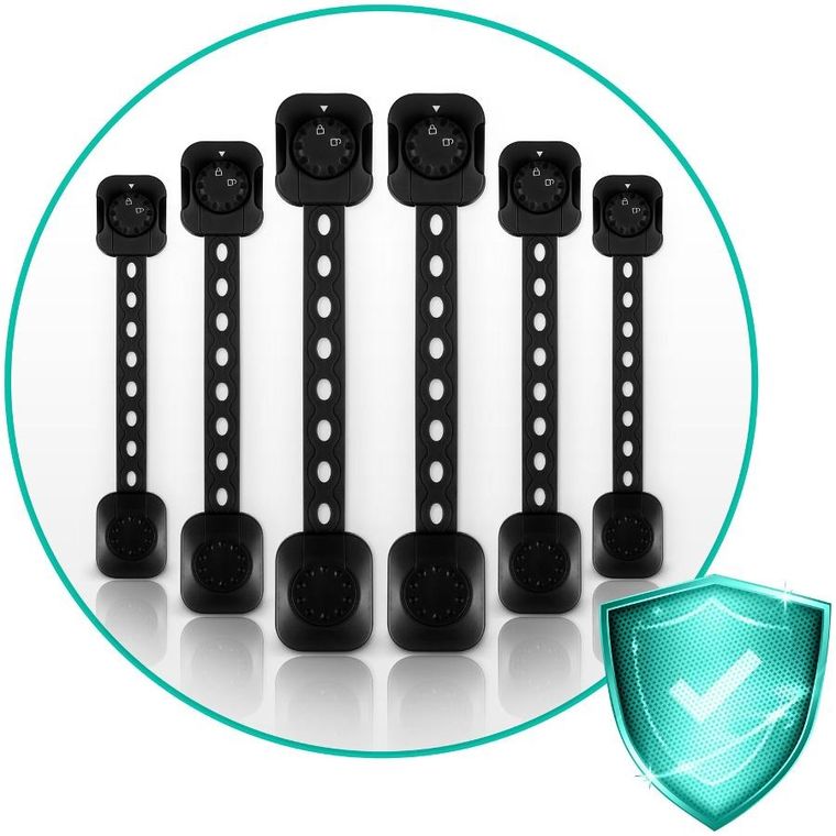 Ricokids, zabezpieczenie otwierania szafek, czarne, 6 szt.