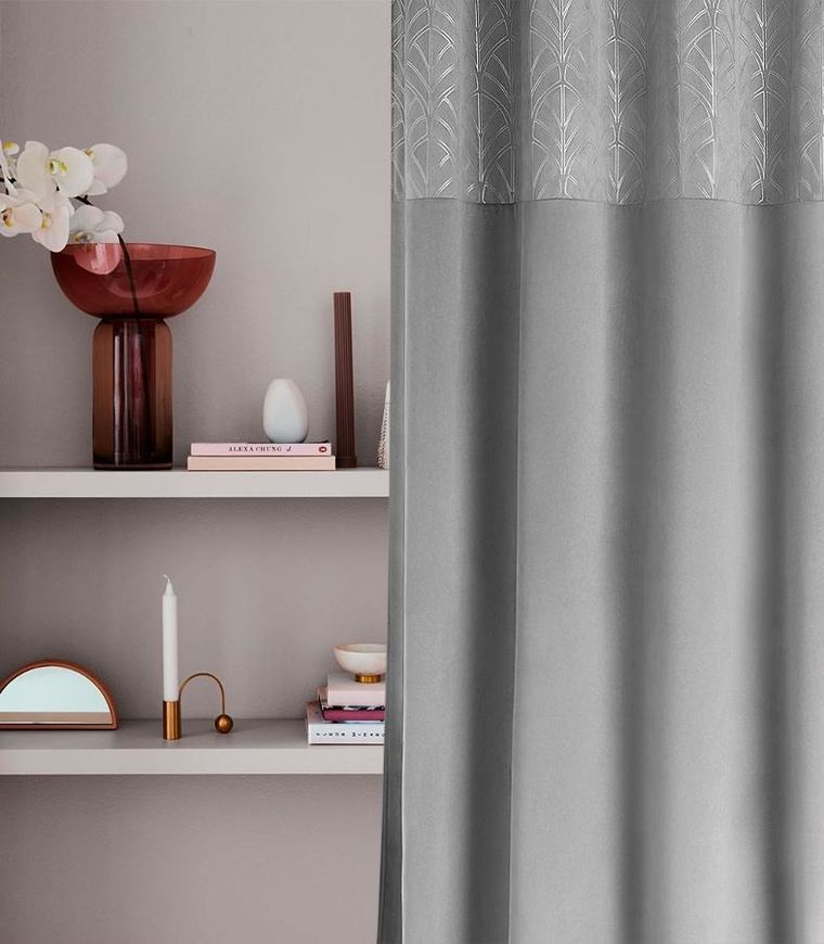 Room99, Bliss, zasłona welurowa na srebrnych przelotkach, jasnoszara, 140-250 cm