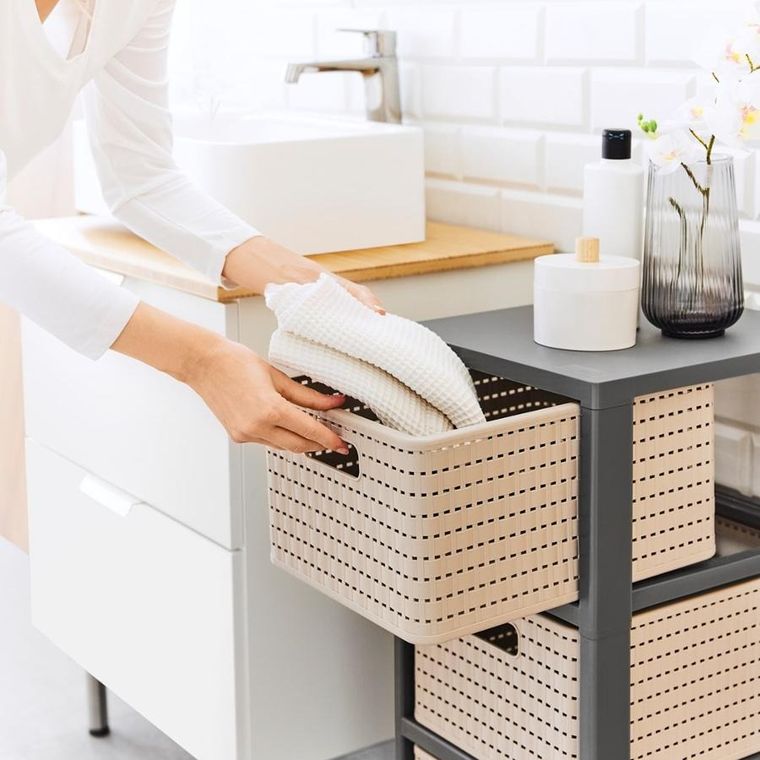 Rotho, Country, regał duży z 3 szufladami, cappucino/antracyt