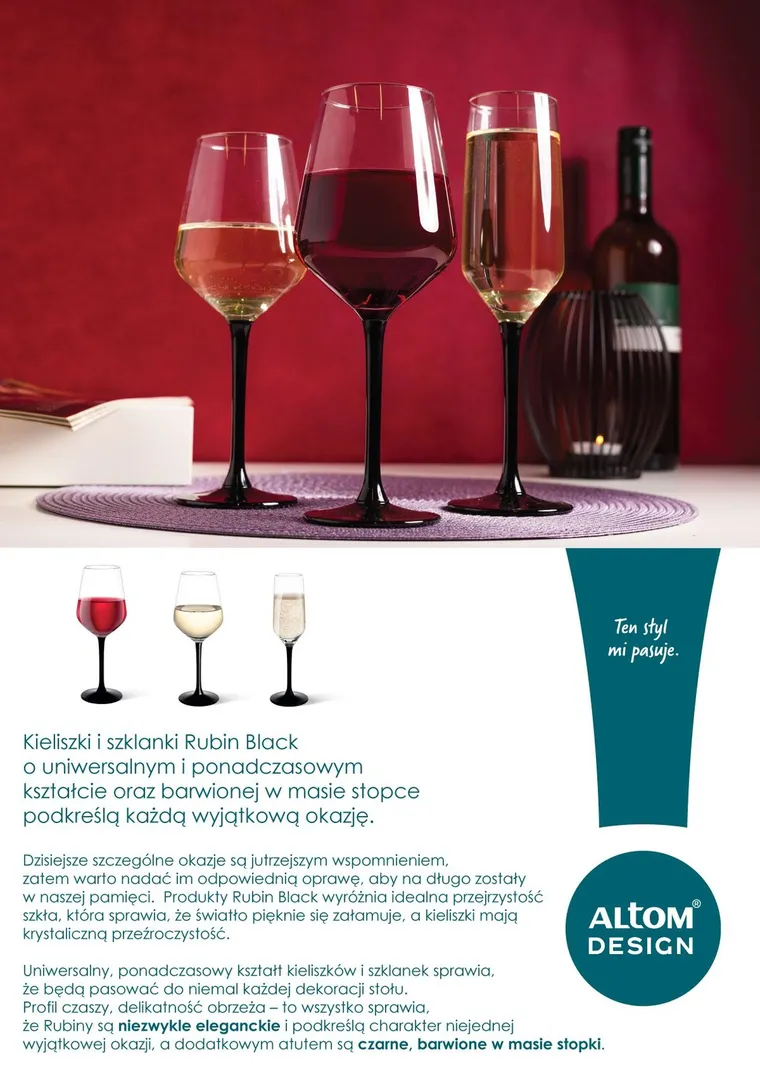 Royal Leerdam, Rubin black, kieliszki do wina białego, 290 ml, 6 szt.