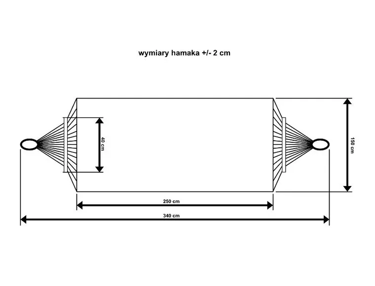 Royokamp, hamak ogrodowy z drążkiem i pokrowcem, 2 osobowy, XXL, szary, 250-150 cm