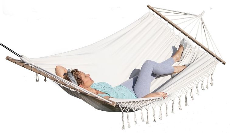 Royokamp, hamak z frędzlami, 2-osobowy, Miami Natura, ecru, 200-150 cm