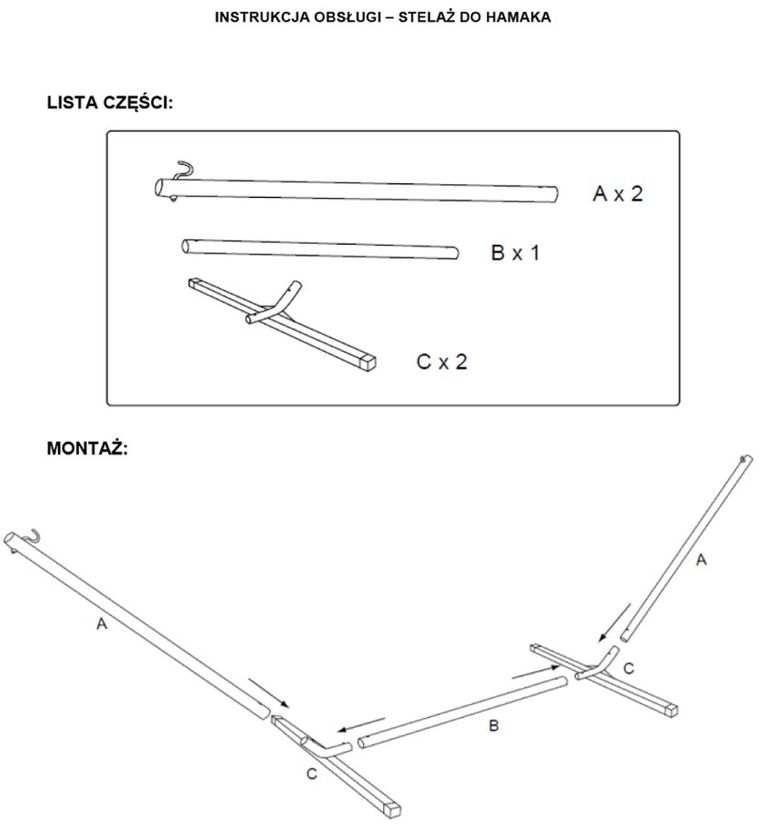 Royokamp, stelaż, stojak do hamaka, metalowy, 360-105-90 cm