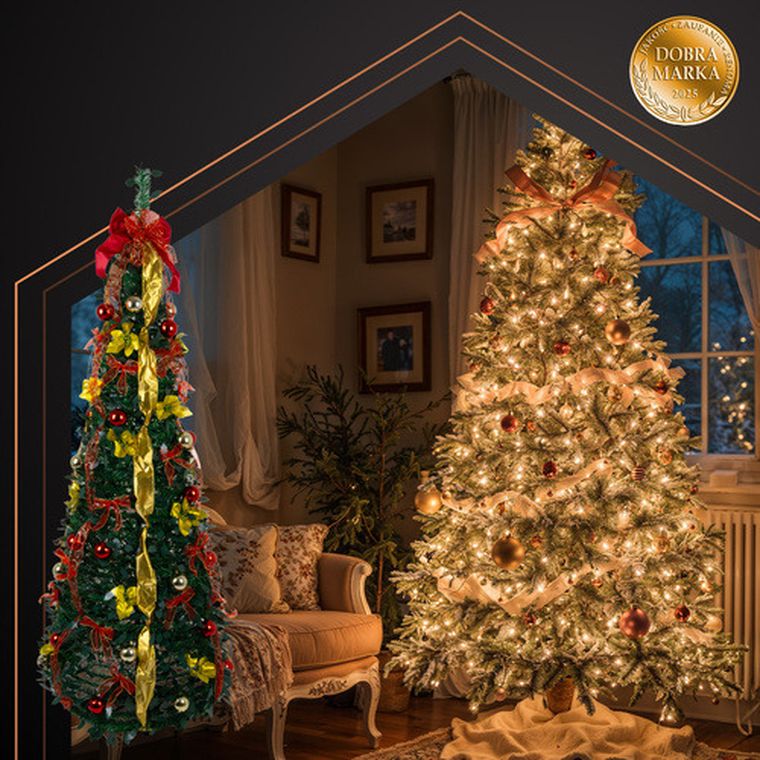 Ruhhy, choinka składana z ozdobami, 1,8m