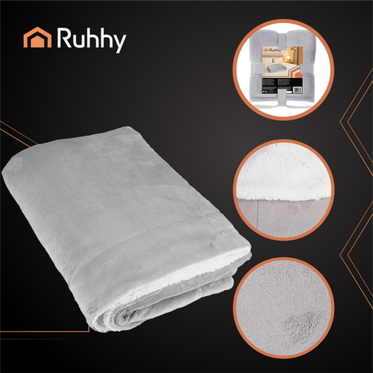 Ruhhy, koc dwustronny, jasnoszary, 150-200 cm