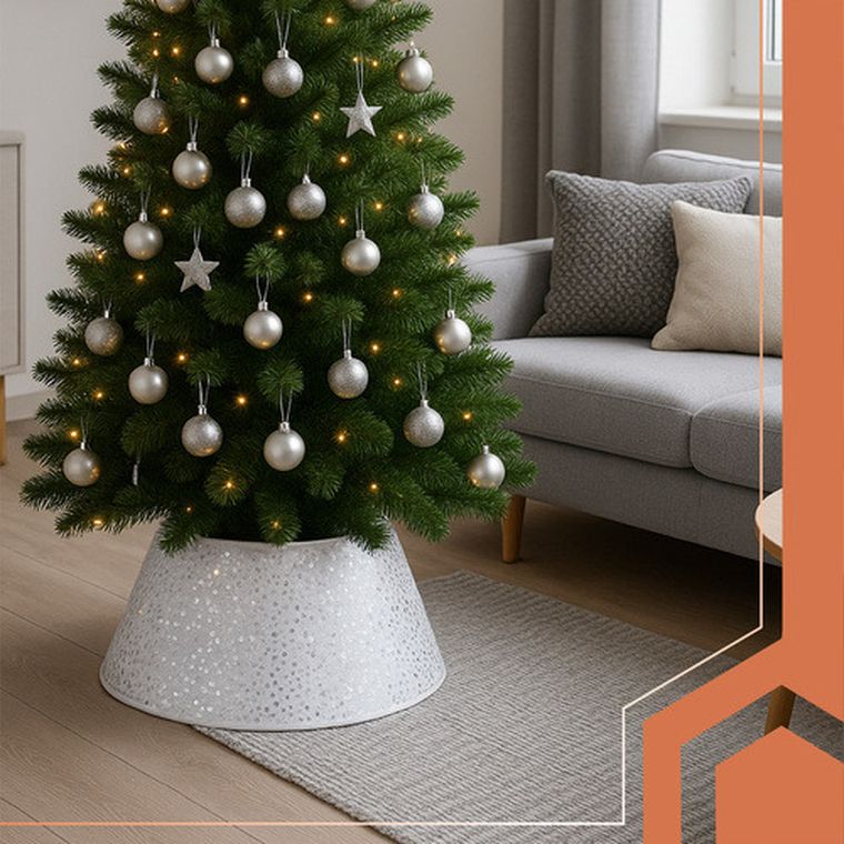 Ruhhy, osłonka na choinkę, srebrna, 60-22 cm