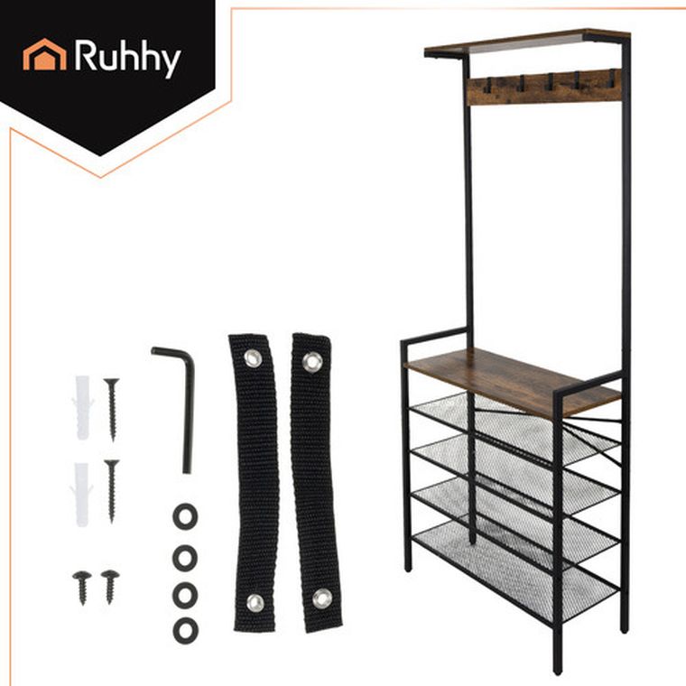 Ruhhy, regał stojący z wieszakiem, 189 cm