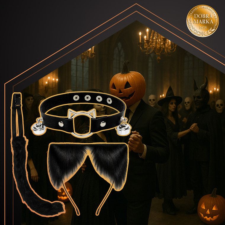 Ruhhy, strój kota, czarny, 3 elementy