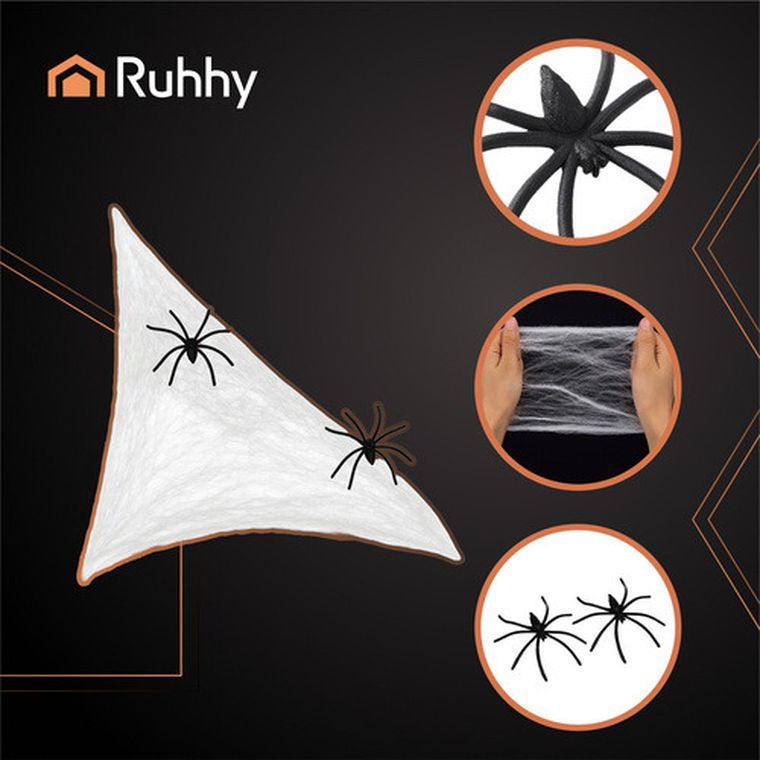 Ruhhy, sztuczna pajęczyna + 2 pająki, zestaw