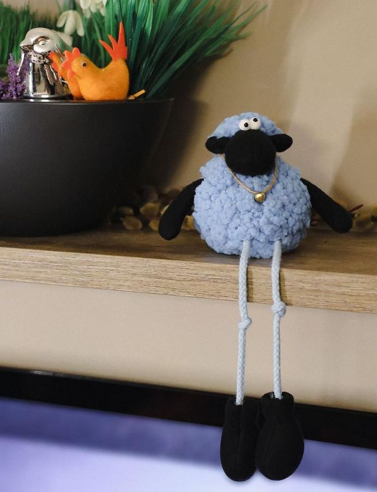 Saska Garden, dekoracja wiosenna, baranek siedzący, niebieski, 10+25 cm