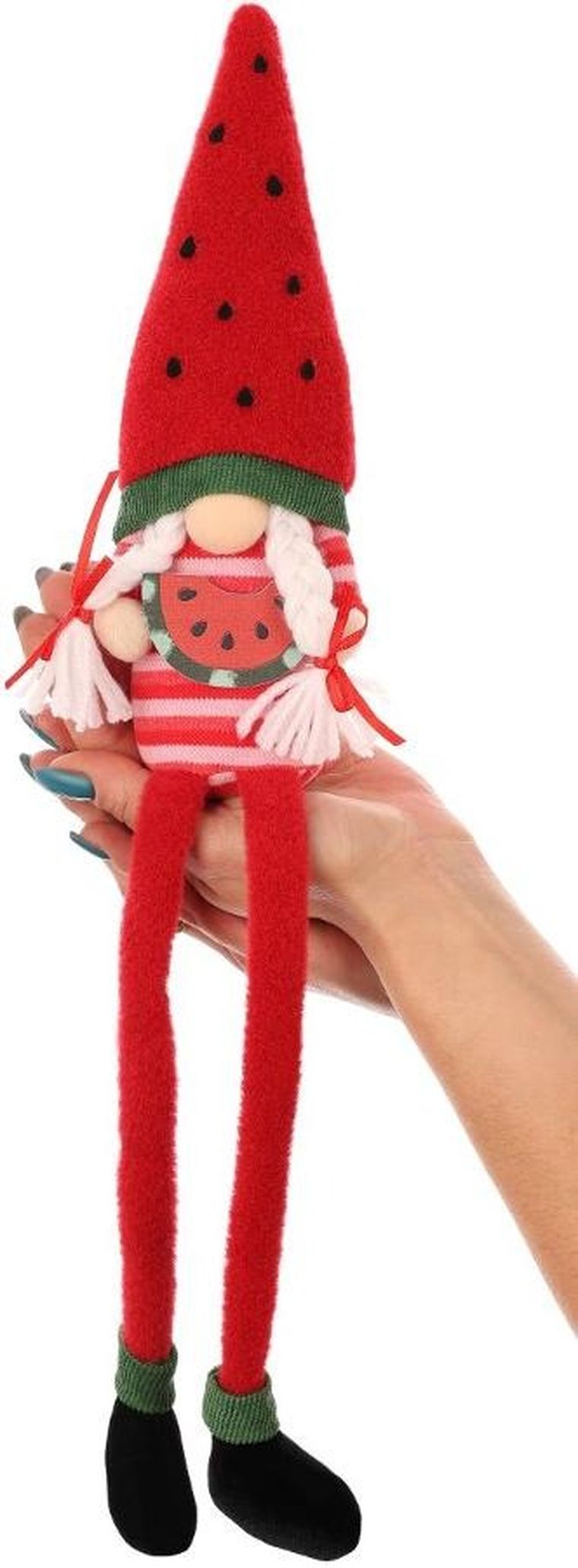 Saska Garden, dekoracja wiosenna, skrzat gnom, siedzący arbuz, 35 cm