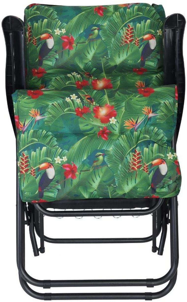 Saska Garden, fotel ogrodowy z podnóżkiem, flower, 57-83-106 cm