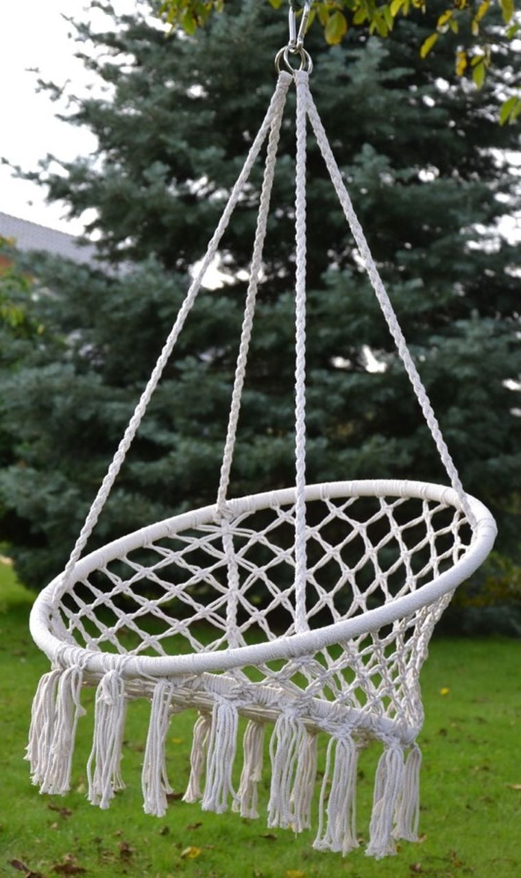 Saska Garden, hamak ażurowy, fotel wiszący, ecru, 80-60 cm