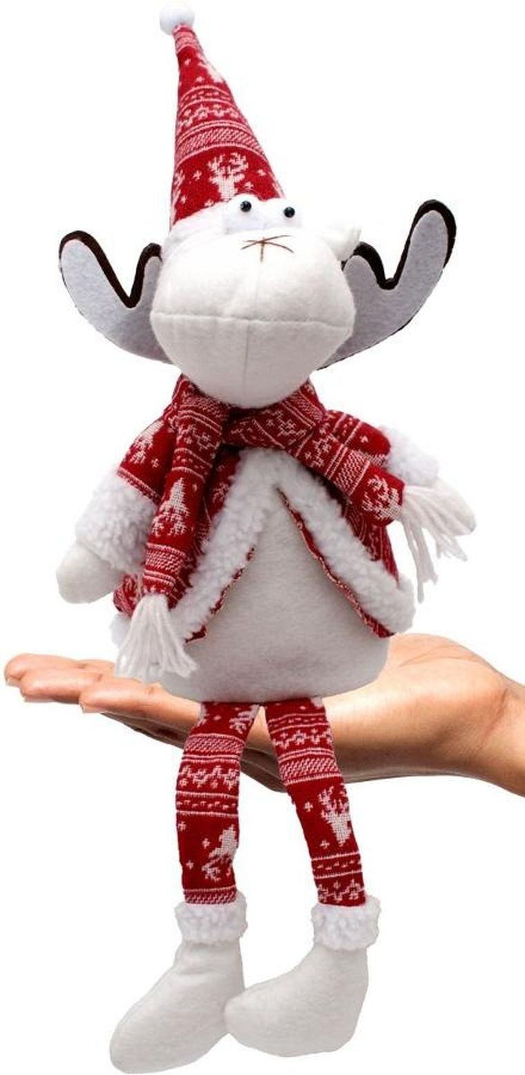 Saska Garden, renifer dekoracyjny, biały, 35+20 cm