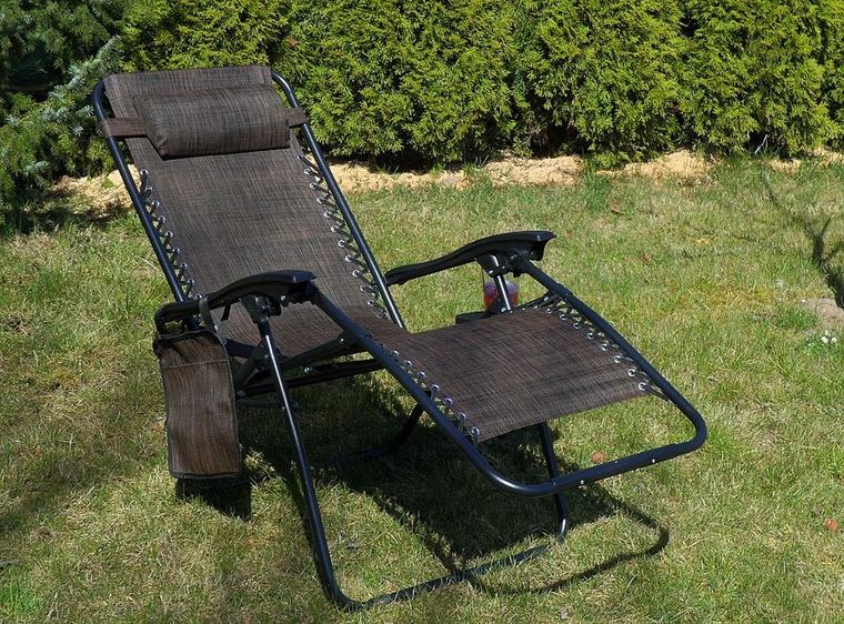 Saska Garden, składany leżak ogrodowy, brązowy, 175-52/65-107 cm