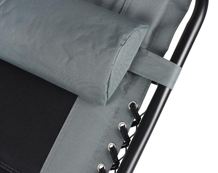 Saska Garden, składany leżak ogrodowy, czarno-szary, 162-52/65-110 cm