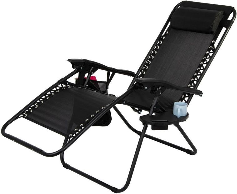 Saska Garden, składany leżak ogrodowy, czarny, 175-52/65-107 cm