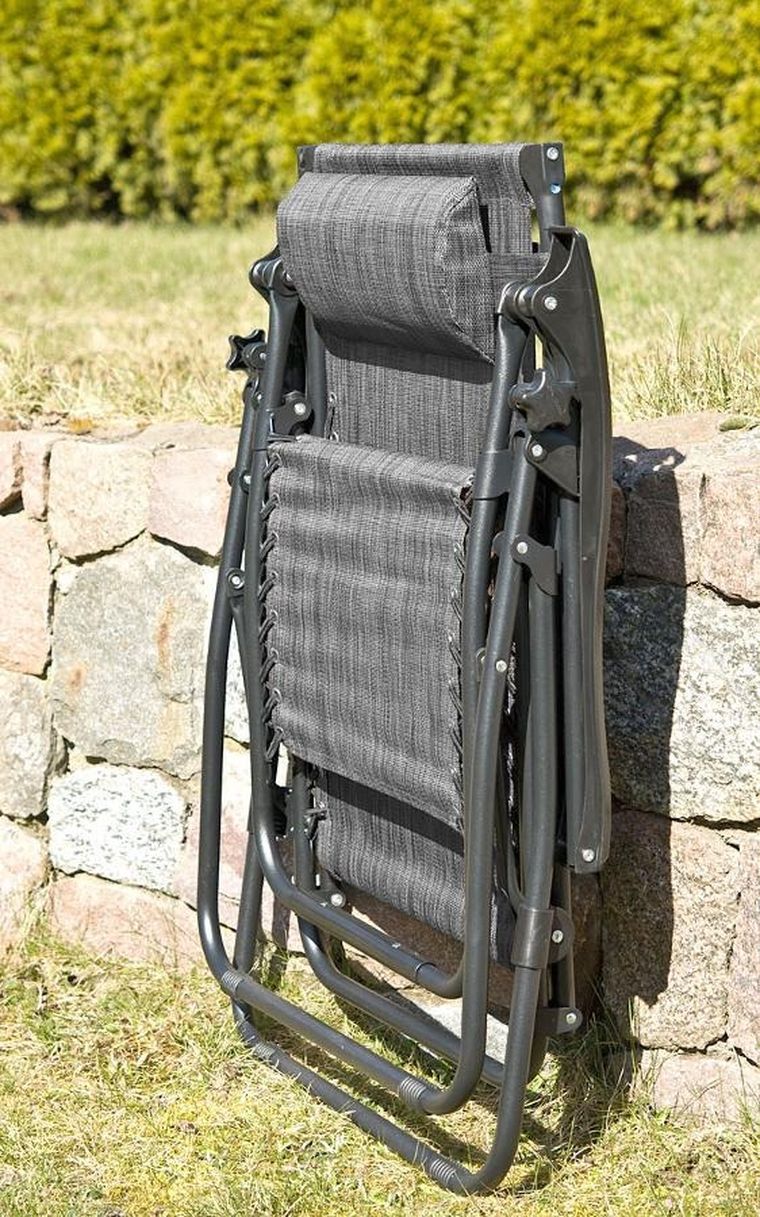 Saska Garden, składany leżak ogrodowy, szary, 175-52/65-107 cm