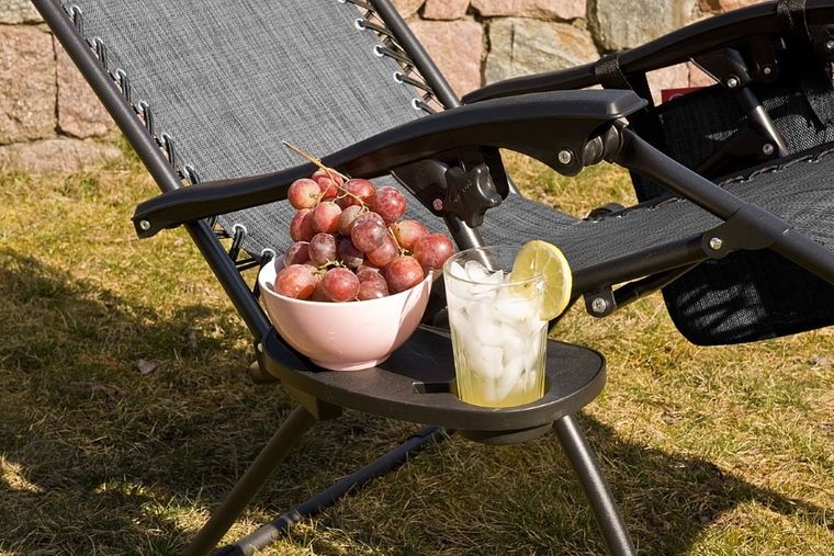 Saska Garden, składany leżak ogrodowy, wielofunkcyjny, z daszkiem, szary