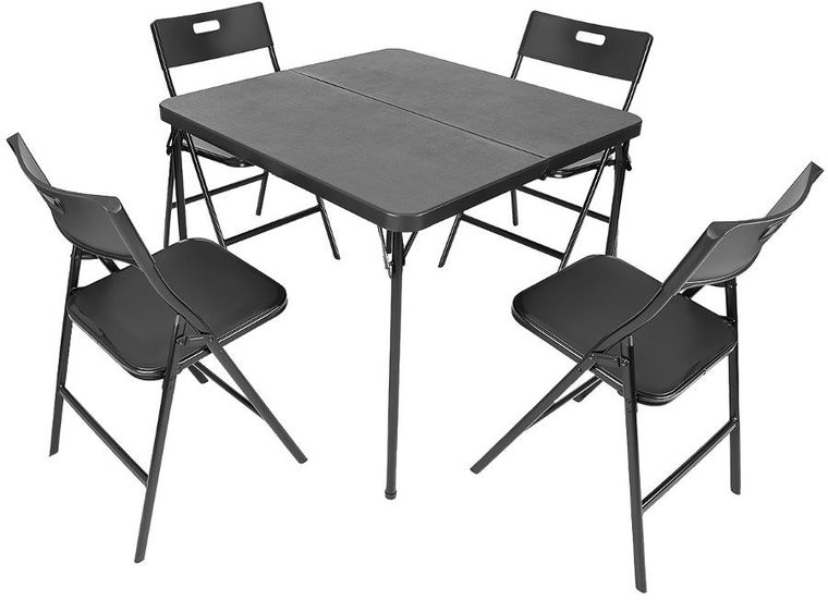 Saska Garden, zestaw cateringowy, turystyczny stół, składany, czarny, 86,5-86,5-71 cm