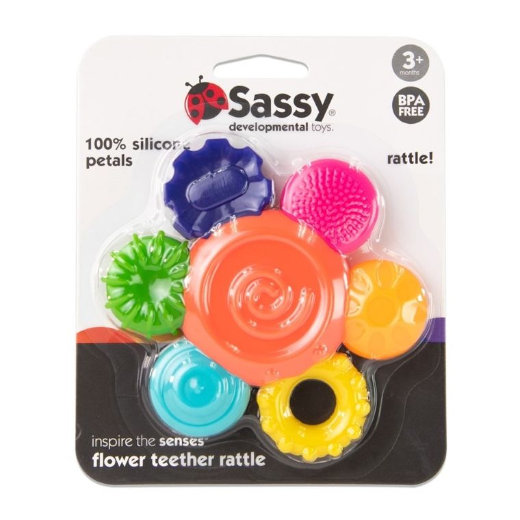 Sassy, Kwiatek, gryzak silikonowy, 3m+