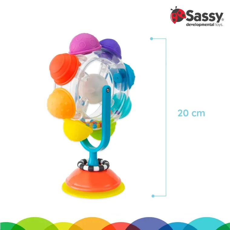 Sassy, świecący kołowrotek, zabawka sensoryczna, tęcza, 6m+