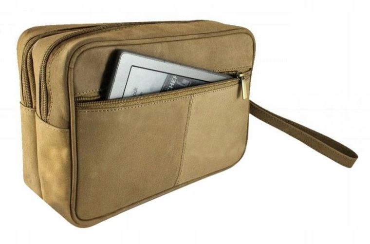 Saszetka do ręki, brązowa, skórzana, Always Wild