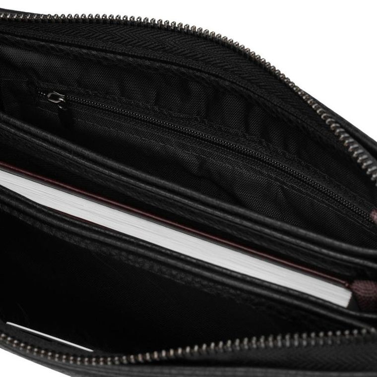 Saszetka do ręki, czarna, skóra ekologiczna, Rovicky