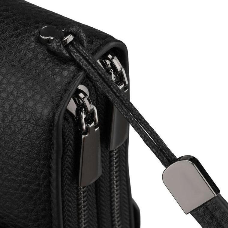 Saszetka do ręki, czarna, skóra ekologiczna, Rovicky