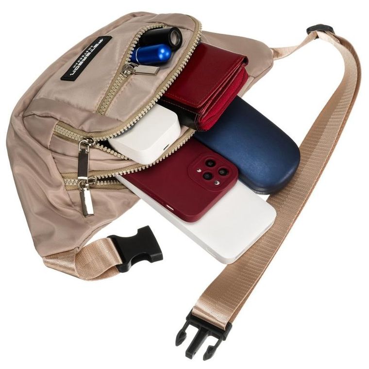 Saszetka na biodro, nerka, beżowa, Peterson