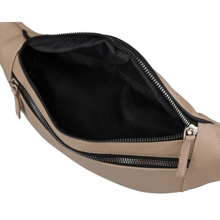 Saszetka na biodro, nerka, beżowa, skórzana, Rovicky