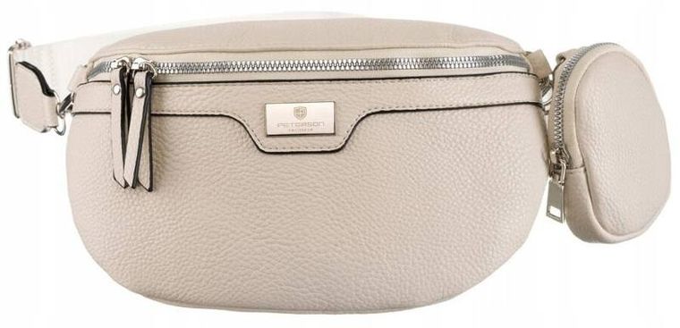 Saszetka na biodro, nerka, biała, skóra ekologiczna, Peterson