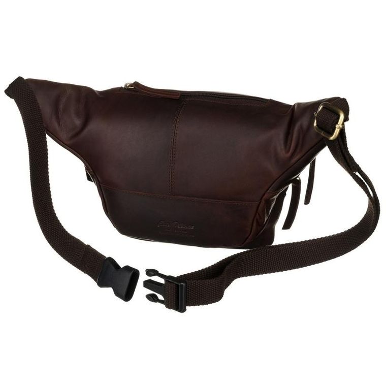 Saszetka na biodro, nerka, brązowa, skórzana, Peterson