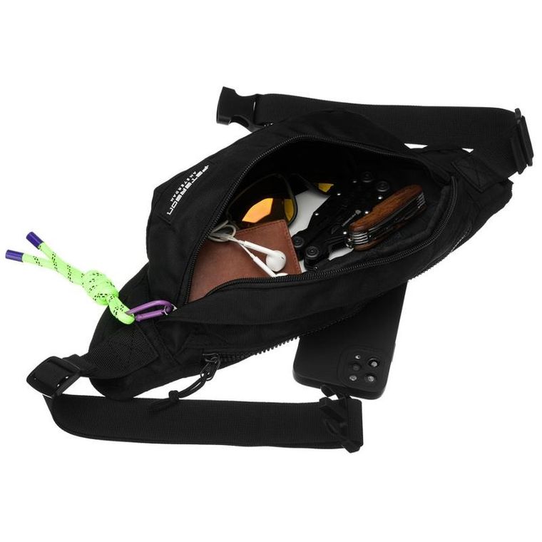 Saszetka na biodro, nerka, czarna, Peterson