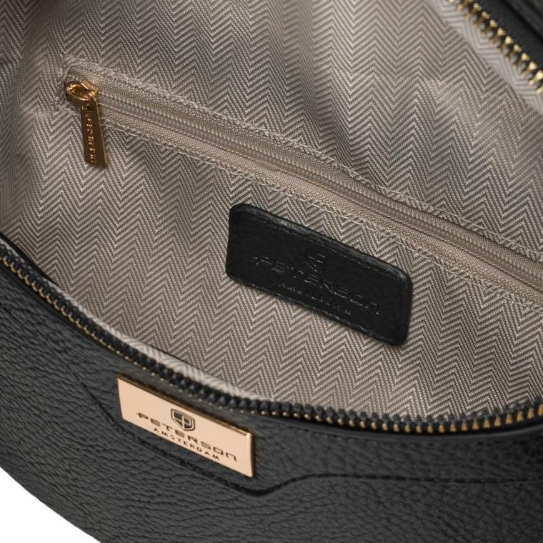 Saszetka na biodro, nerka, czarna, skóra ekologiczna, Peterson