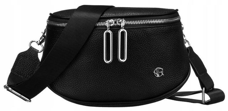 Saszetka na biodro, nerka, czarna, skóra ekologiczna, Rovicky