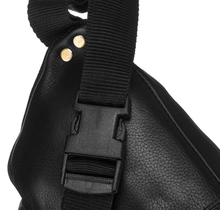 Saszetka na biodro, nerka, czarna, skórzana, Peterson