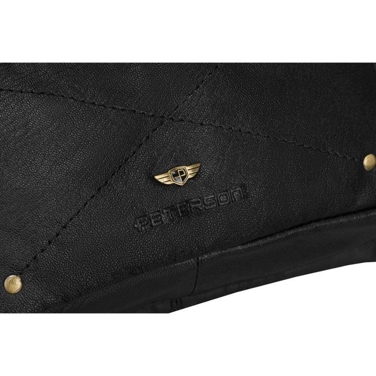 Saszetka na biodro, nerka, czarna, skórzana, Peterson