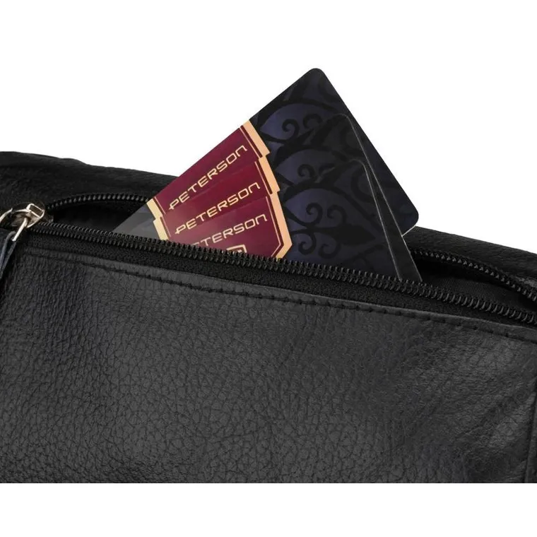 Saszetka na biodro, nerka, czarna, skórzana, Rovicky