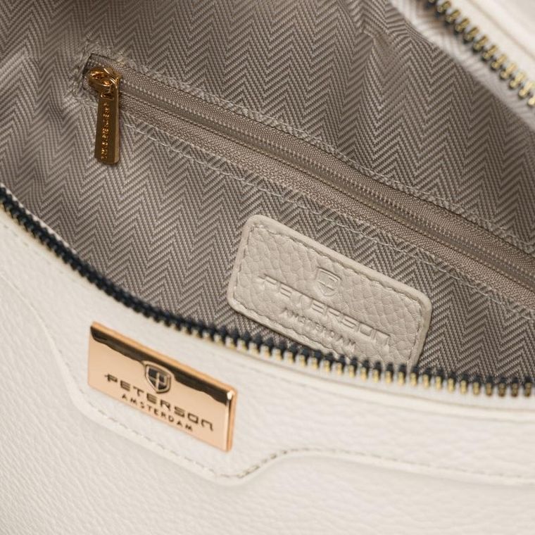 Saszetka na biodro, nerka, jasnobeżowa, skóra ekologiczna, Peterson