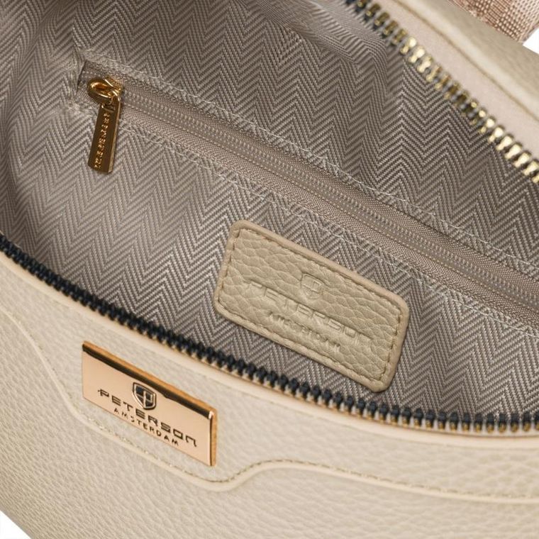 Saszetka na biodro, nerka, jasnobeżowa, skóra ekologiczna, Peterson