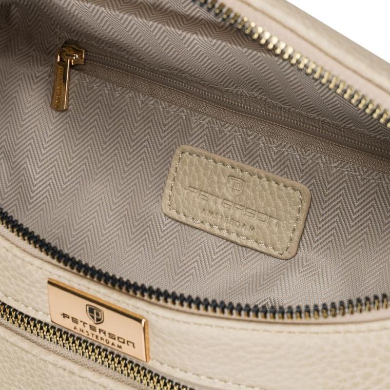 Saszetka na biodro, nerka, jasnobeżowa, skóra ekologiczna, Peterson